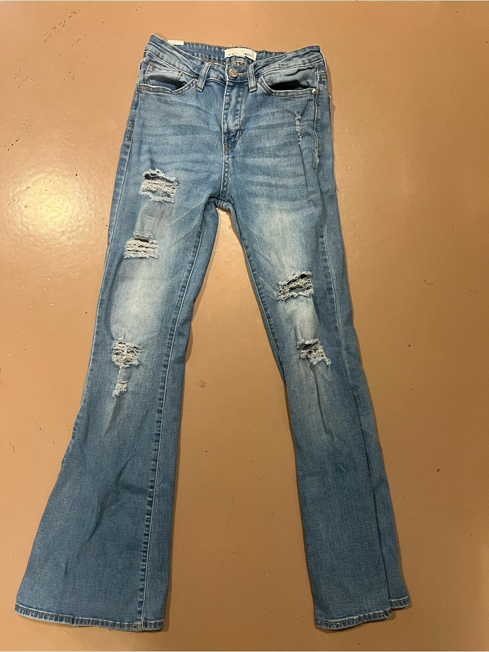 Almost Famous Light Blue Distressed Flare Jeans